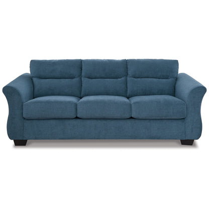 Avel Sofa, Soft Indigo Blue Polyester, Sag Resistant Seating, 88 Inch