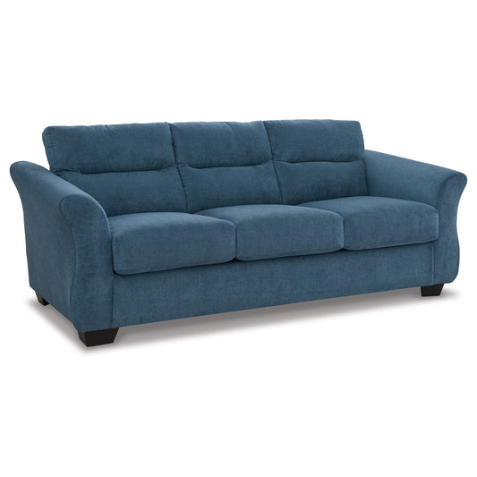 Avel Sofa, Soft Indigo Blue Polyester, Sag Resistant Seating, 88 Inch