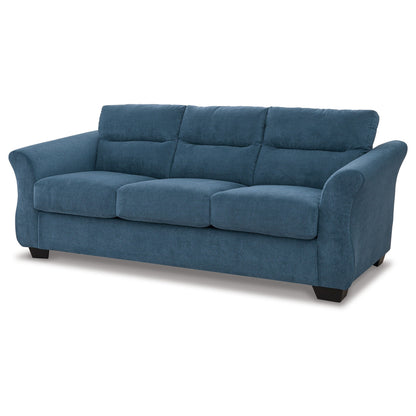 Avel Sofa, Soft Indigo Blue Polyester, Sag Resistant Seating, 88 Inch