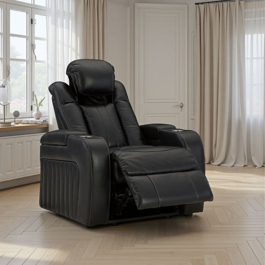 Aven Power Recliner Chair, Premium Features Midnight Blue Faux Leather