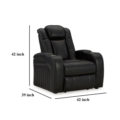 Aven Power Recliner Chair, Premium Features Midnight Blue Faux Leather