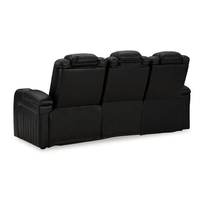 Aven Power Recliner Sofa, LED, Midnight Blue Faux Leather, 86 Inch