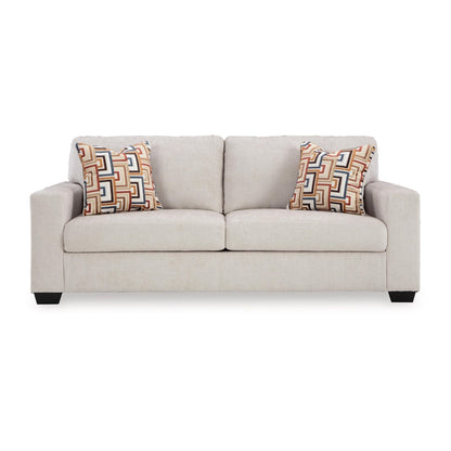 Avie Queen Sofa Sleeper, 2 Accent Pillows, Ivory Polyester 85 Inch