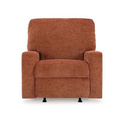Avie Rocker Recliner Chair, Gentle Motion, Burnt Orange Polyester