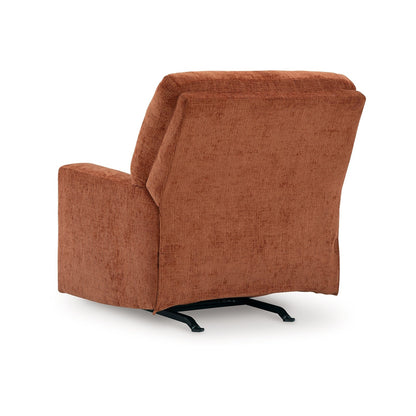 Avie Rocker Recliner Chair, Gentle Motion, Burnt Orange Polyester