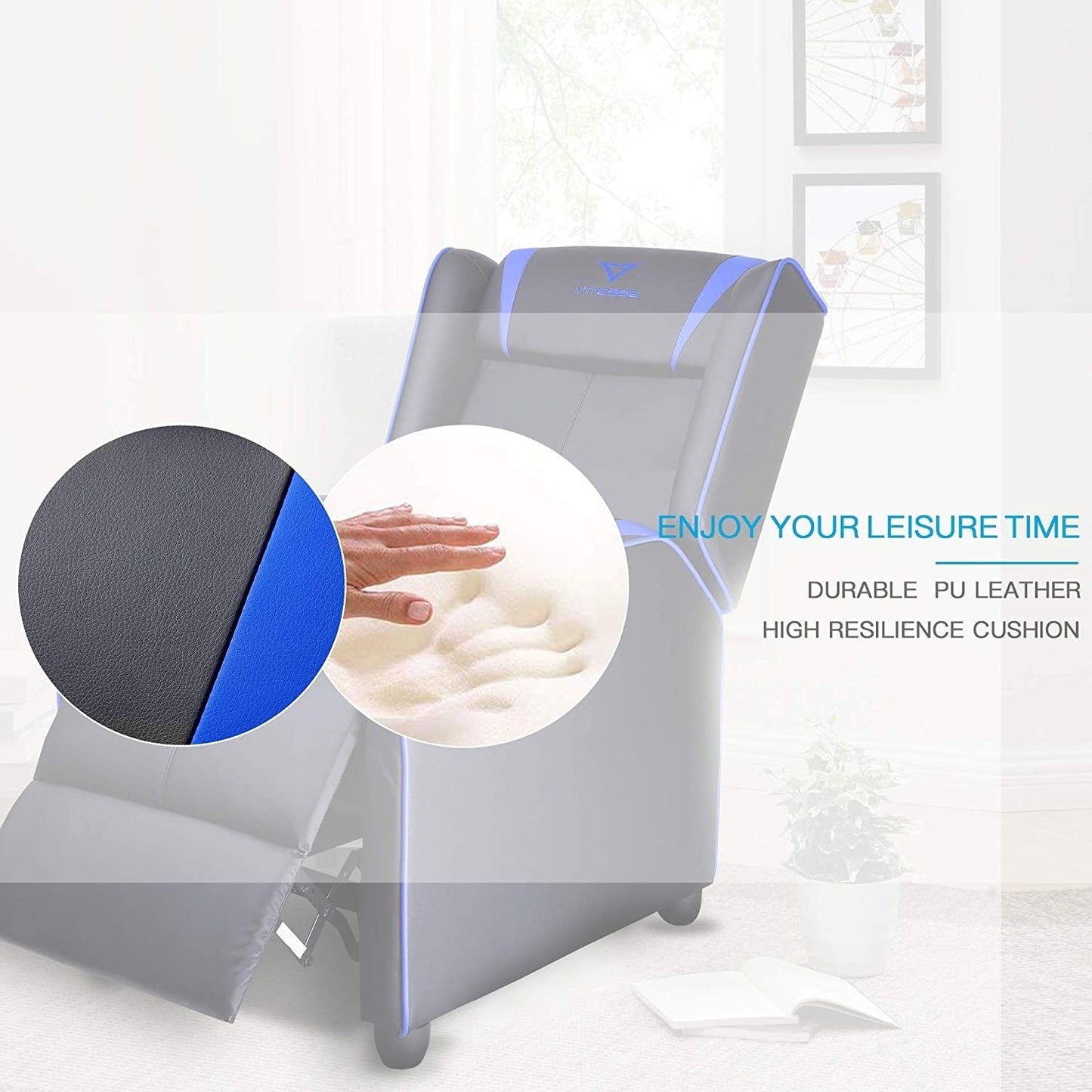 BOSSIN Gaming Recliner Chair Racing Style High Back Chair Living Room Recliners Theater Seating