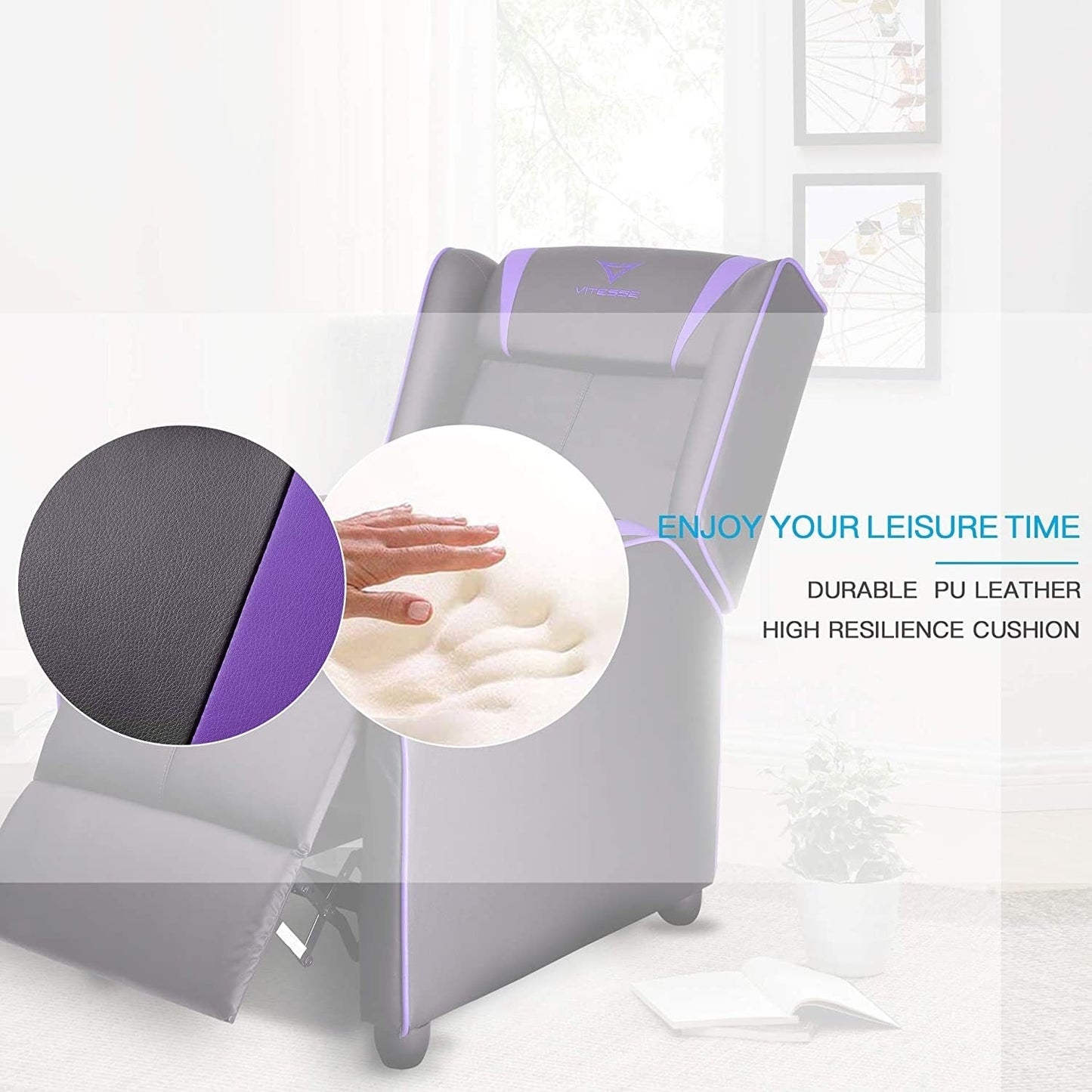 BOSSIN Gaming Recliner Chair Racing Style High Back Chair Living Room Recliners Theater Seating