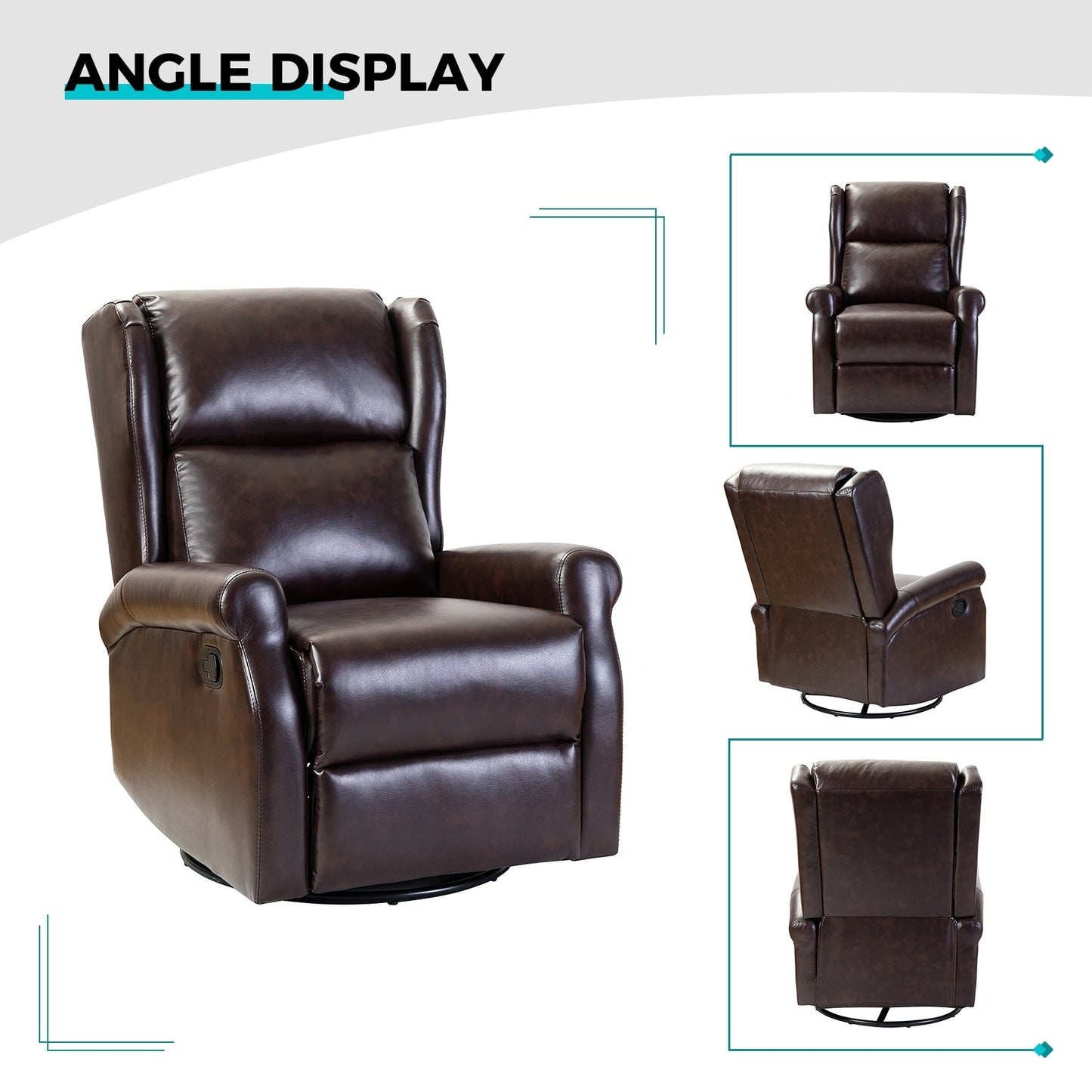 Baksoho Contemporary Faux Leather Swivel Nursery Chair with Metal Base by HULALA HOME