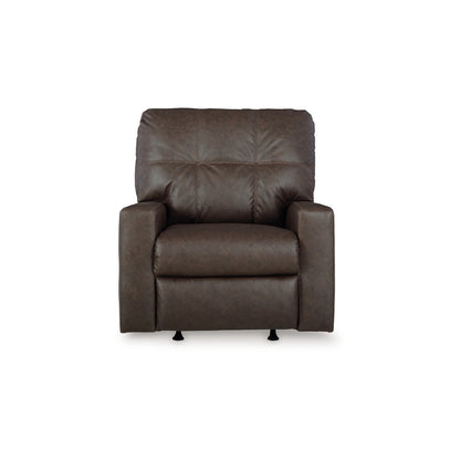 Barl Manual Recliner Chair, 35 Inch Tufted Dark Brown Faux Leather