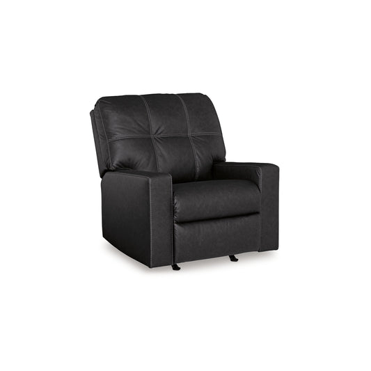 Barl Manual Recliner Chair, 35 Inch Tufted Rich Black Faux Leather