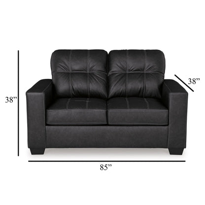 Barl Sofa Sleeper, Queen Size Pull Out Bed, 85 Inch Black Faux Leather