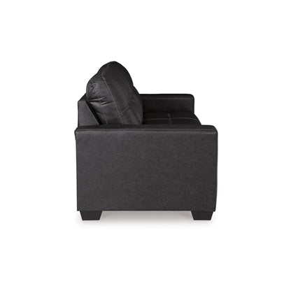 Barl Sofa Sleeper, Queen Size Pull Out Bed, 85 Inch Black Faux Leather