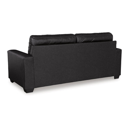 Barl Sofa Sleeper, Queen Size Pull Out Bed, 85 Inch Black Faux Leather