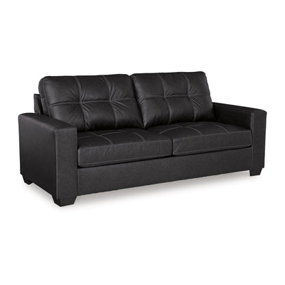 Barl Sofa Sleeper, Queen Size Pull Out Bed, 85 Inch Black Faux Leather