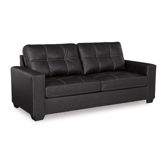 Barl Sofa Sleeper, Queen Size Pull Out Bed, 85 Inch Black Faux Leather