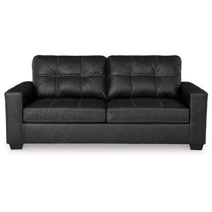 Barl Sofa Sleeper, Queen Size Pull Out Bed, 85 Inch Black Faux Leather