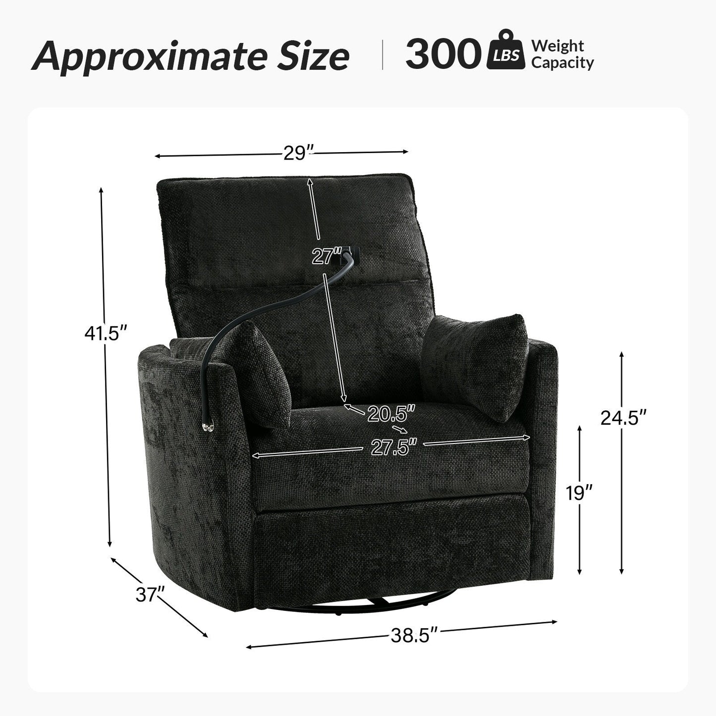 Barry Modern 38 Power Rocking Swivel Nursery Recliner with USB Ports by HULALA HOME