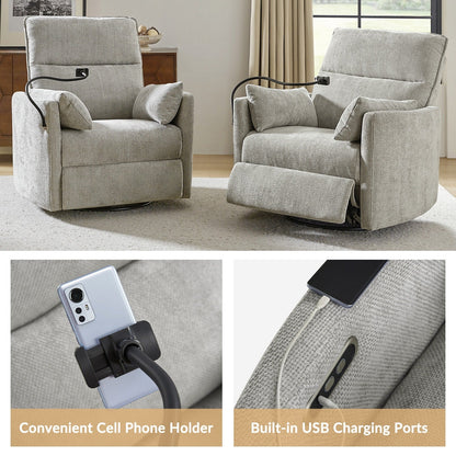 Barry Modern 38 Power Rocking Swivel Nursery Recliner with USB Ports by HULALA HOME