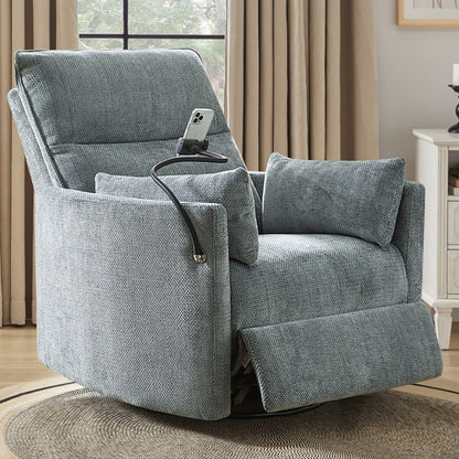 Barry Modern 38 Power Rocking Swivel Nursery Recliner with USB Ports by HULALA HOME