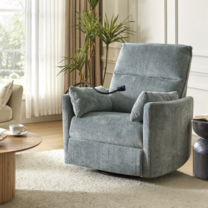 Barry Modern 38 Power Rocking Swivel Nursery Recliner with USB Ports by HULALA HOME
