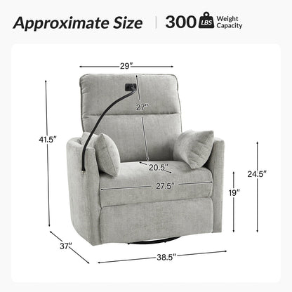 Barry Modern 38 Power Rocking Swivel Nursery Recliner with USB Ports by HULALA HOME