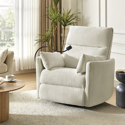 Barry Modern 38 Power Rocking Swivel Nursery Recliner with USB Ports by HULALA HOME