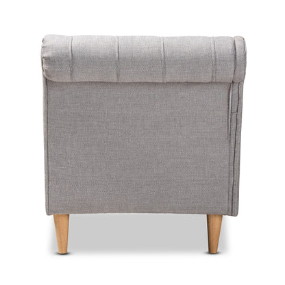 Baxton Studio Emeline Fabric Upholstered Oak Finished Wood Chaise Lounge