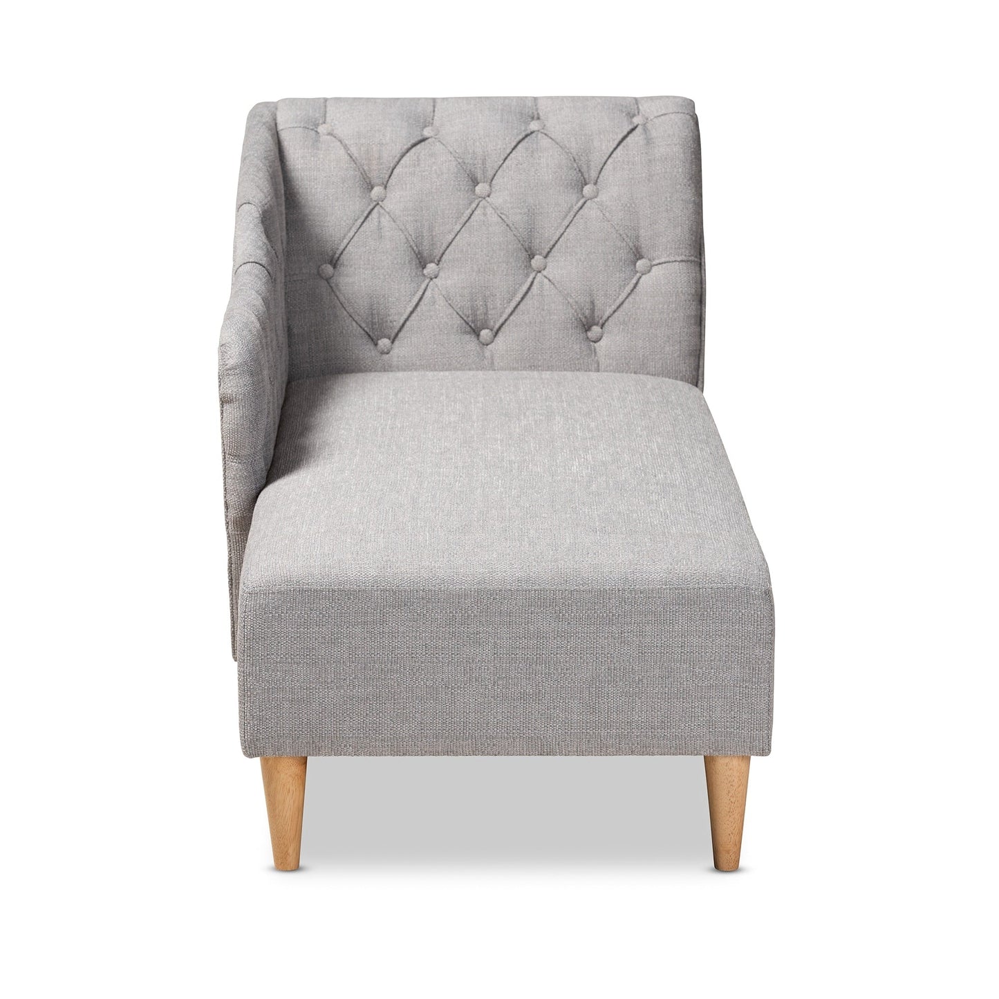 Baxton Studio Emeline Fabric Upholstered Oak Finished Wood Chaise Lounge