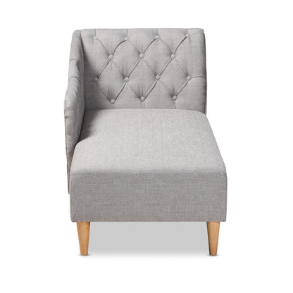 Baxton Studio Emeline Fabric Upholstered Oak Finished Wood Chaise Lounge