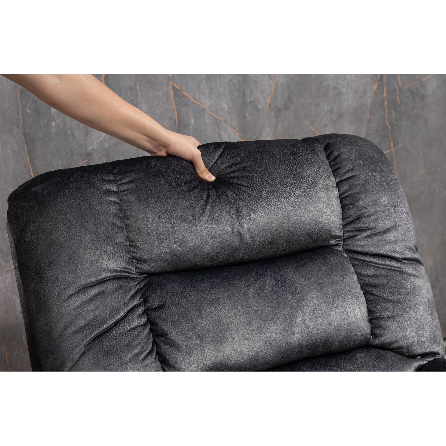 Beacon Grey Oversized Chenille Power Lift Recliner with 8 Point Massage and Lumbar Heating