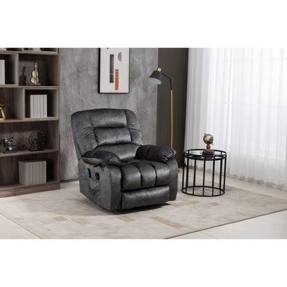 Beacon Grey Oversized Chenille Power Lift Recliner with 8 Point Massage and Lumbar Heating
