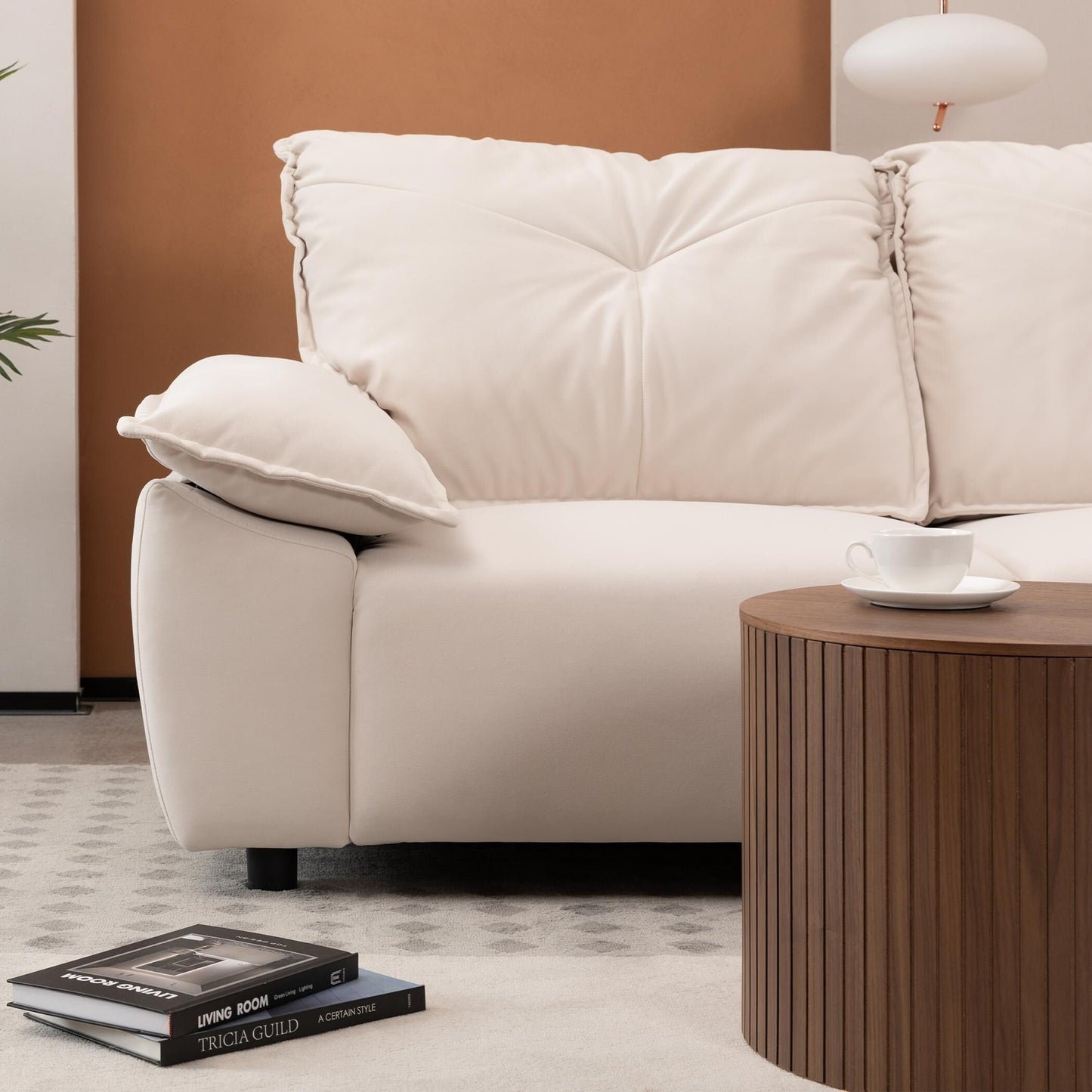 Beige 102.34 3-seater Sofa with Remove Pillowcase and Remove Backrest for Living Room