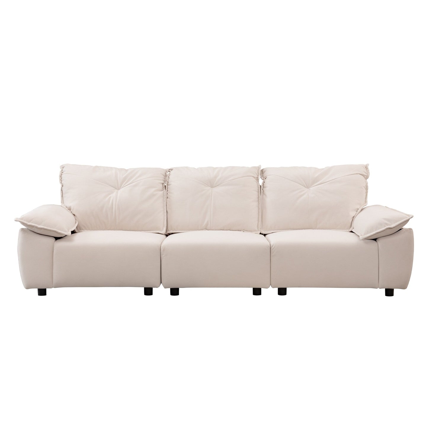 Beige 102.34 3-seater Sofa with Remove Pillowcase and Remove Backrest for Living Room