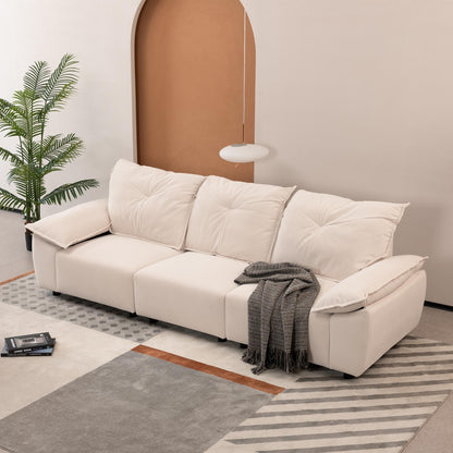 Beige 102.34 3-seater Sofa with Remove Pillowcase and Remove Backrest for Living Room