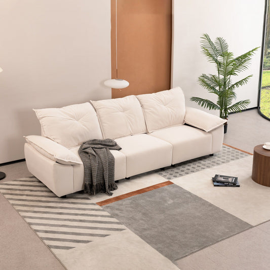 Beige 102.34 3-seater Sofa with Remove Pillowcase and Remove Backrest for Living Room