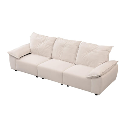 Beige 102.34 3-seater Sofa with Remove Pillowcase and Remove Backrest for Living Room