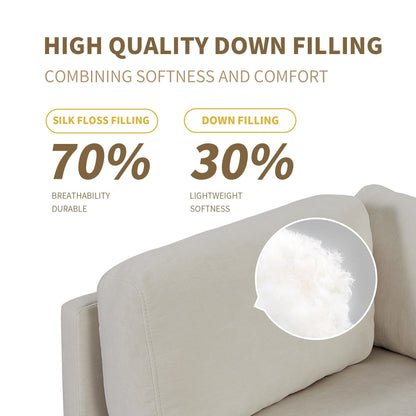 Beige 102.4 L-Shaped Polyester Sectional Sofa with Reversible Footstool, Thick Cushions, and Plastic Legs