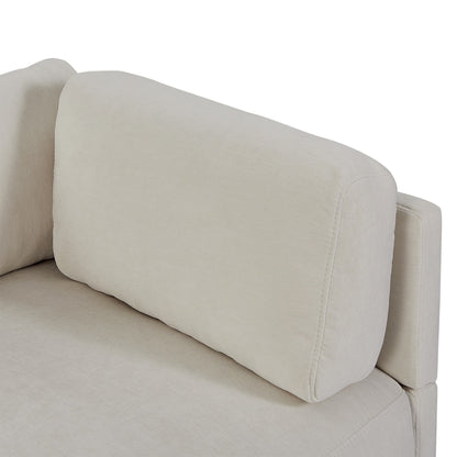Beige 102.4 Polyester L-Shaped Sectional Sofa with Reversible Footstool, Thick Cushions, and Durable Plastic Legs