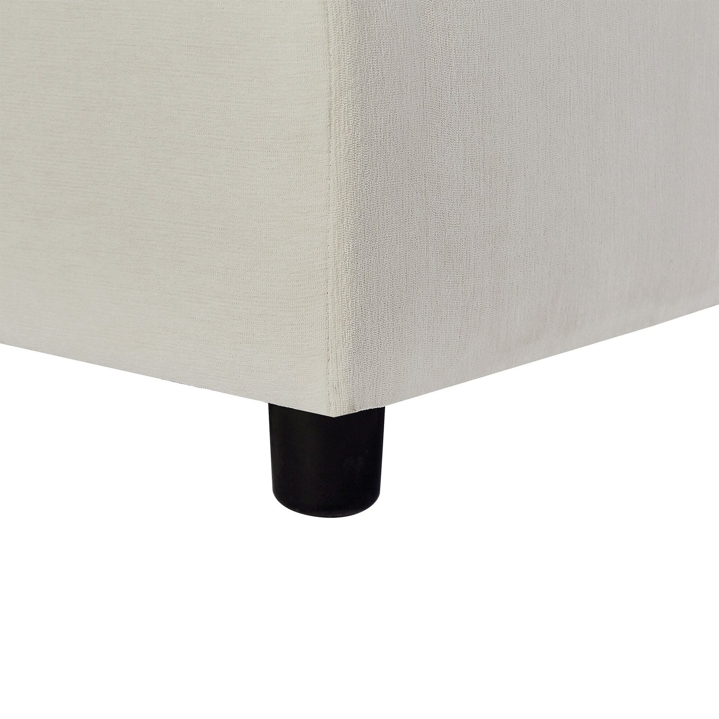 Beige 102.4'' L-Shaped Polyester Sectional Sofa with Reversible Footstool and Durable Legs