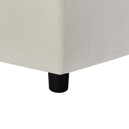 Beige 102.4'' L-Shaped Polyester Sectional Sofa with Reversible Footstool and Durable Legs