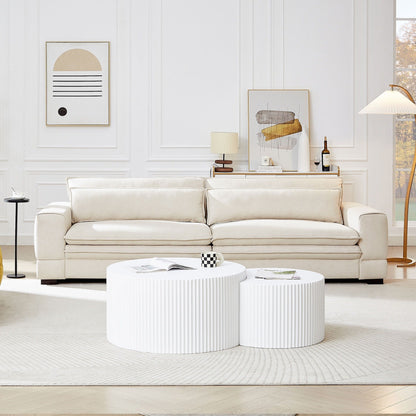 Beige 104.72'' 4-Seater Fabric Sofa with Wooden Legs for Apartment or Office