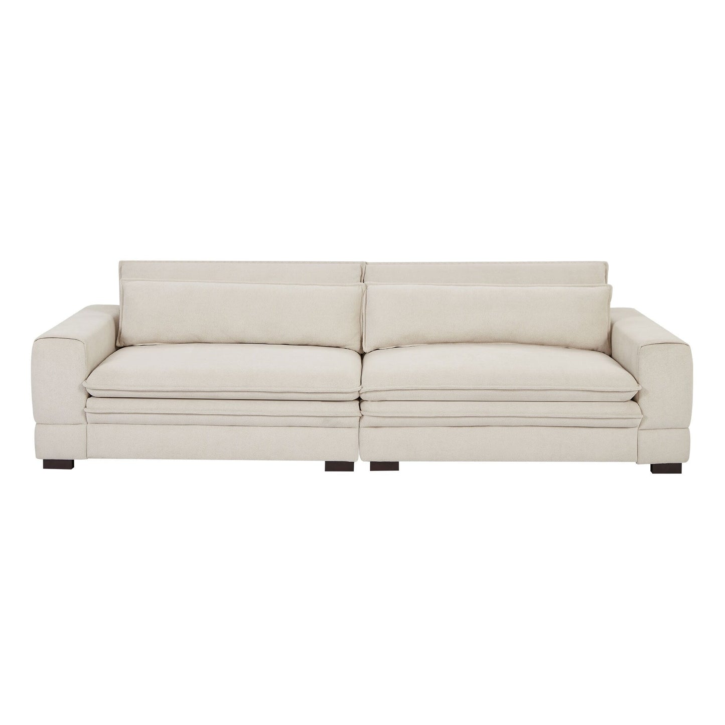 Beige 104.72'' 4-Seater Fabric Sofa with Wooden Legs for Apartment or Office
