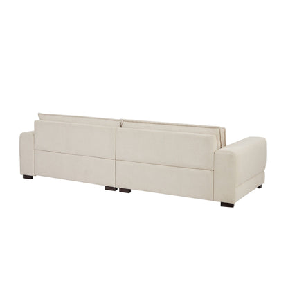 Beige 104.72'' 4-Seater Fabric Sofa with Wooden Legs for Apartment or Office
