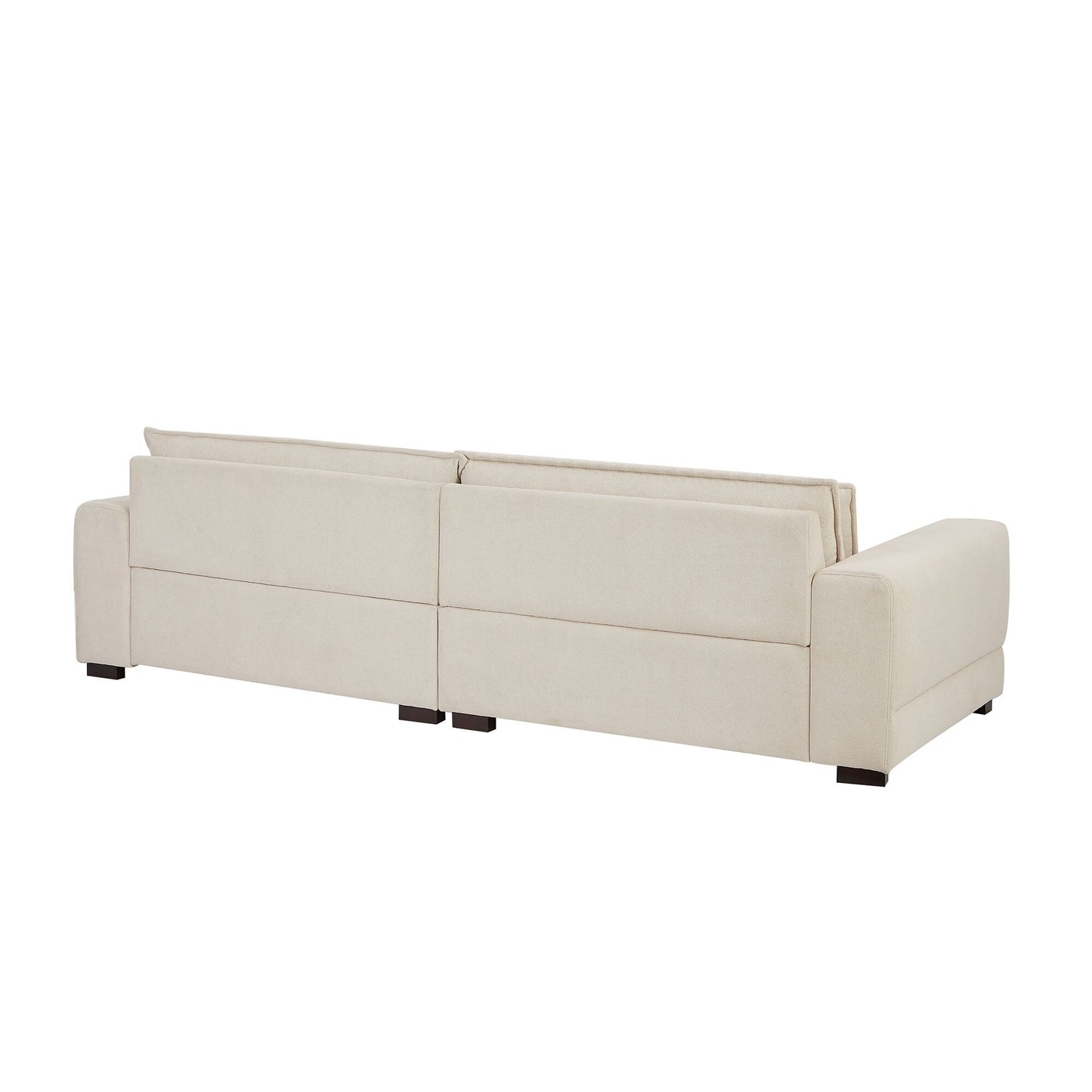 Beige 104.72'' Contemporary 4-Seater Fabric Sofa with Wooden Legs - Sleek and Durable Design for Apartments and Offices