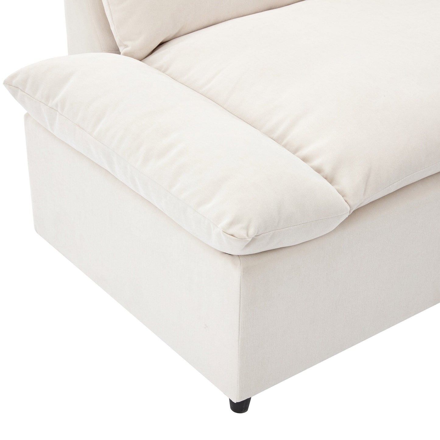 Beige 119.5 Large Polyester 3-seater Sofa with 2 Storage Units and Rubber Wood Legs for Living Room