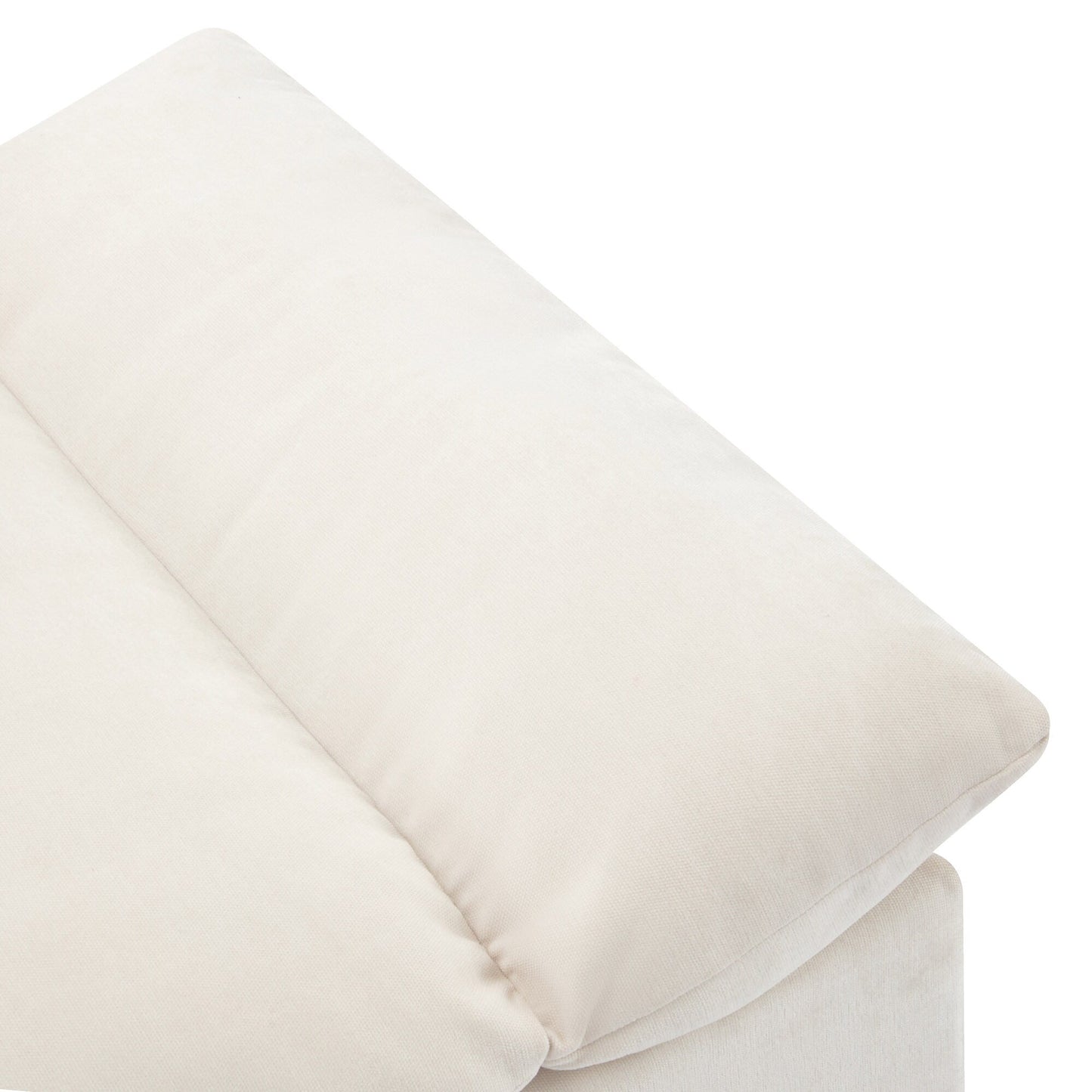 Beige 119.5 Large Polyester 3-seater Sofa with 2 Storage Units and Rubber Wood Legs for Living Room