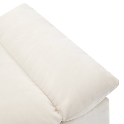Beige 119.5 Large Polyester 3-seater Sofa with 2 Storage Units and Rubber Wood Legs for Living Room