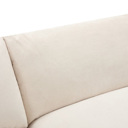 Beige 119.5 Large Polyester 3-seater Sofa with 2 Storage Units and Rubber Wood Legs for Living Room