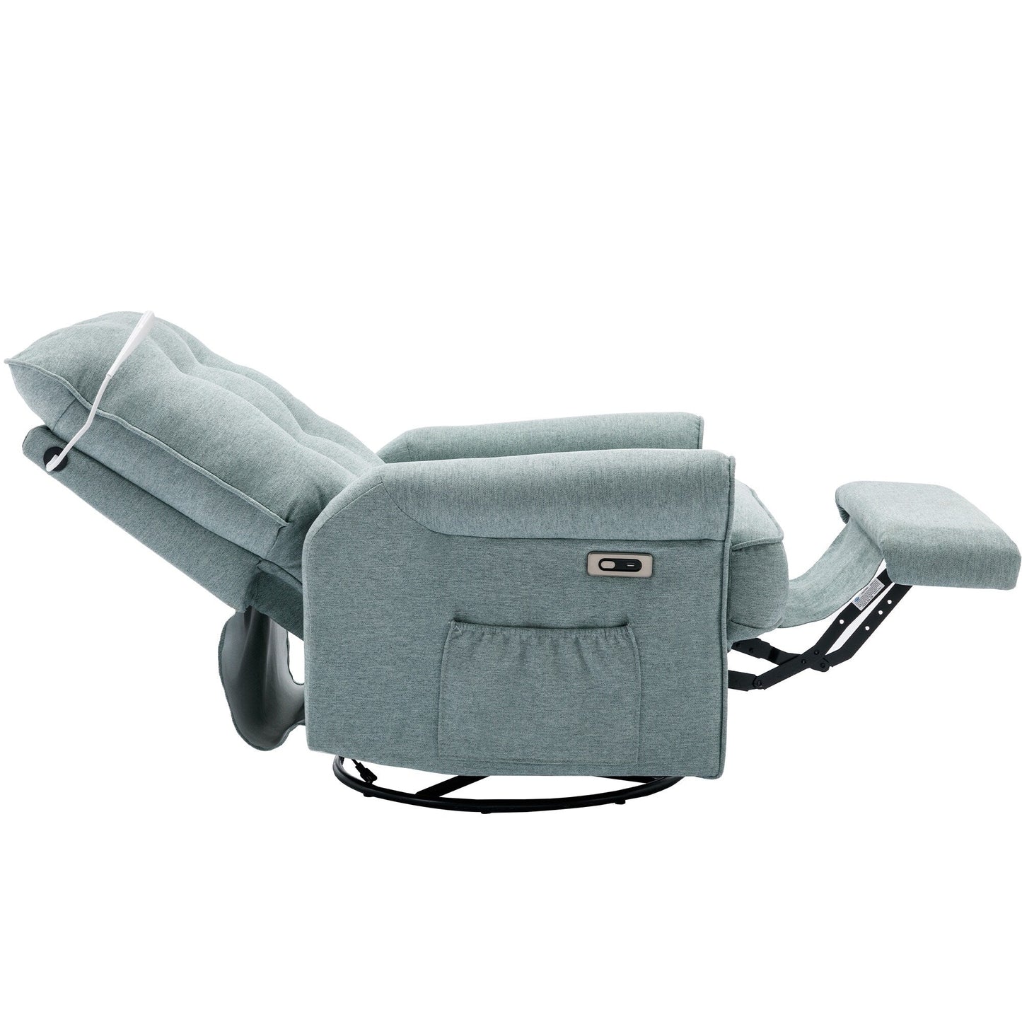 Beige 270Â° Swivel Recliner with USB Charging Ports, Touch Lamp, Rocking Base, and Side Storage Pocket