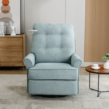 Beige 270Â° Swivel Recliner with USB Charging Ports, Touch Lamp, Rocking Base, and Side Storage Pocket